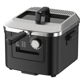 4L Electric Deep Fryer, Matte Black, Stainless Lid, 1800W